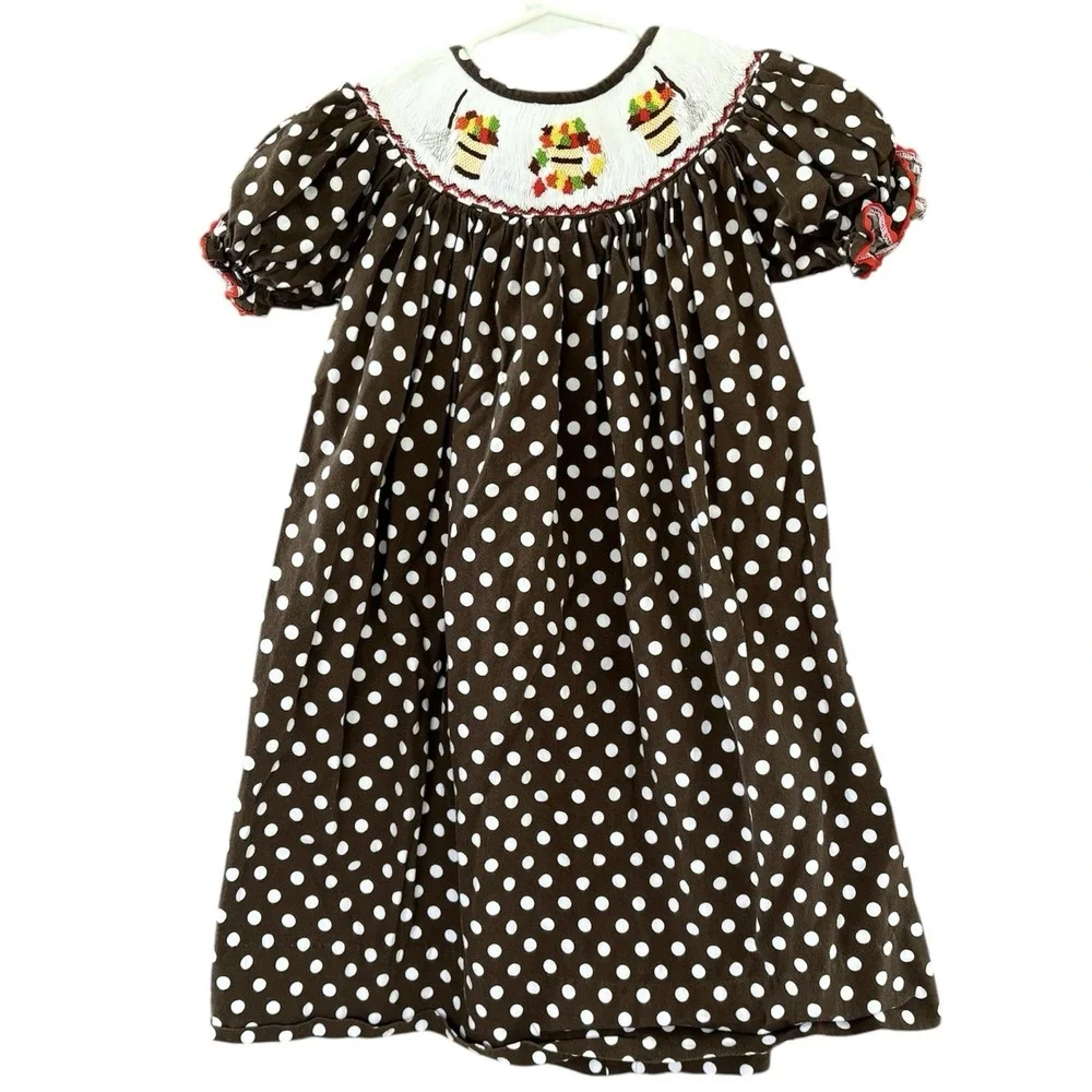 Molly Pop Little Girl's Smocked Embroidered Autumn‎ Theme A Line Dress Size 4